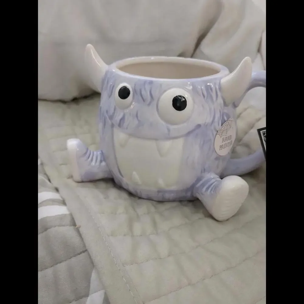 Cobwebs And Cauldrons Purple Seated Halloween Monster W Converse 3D Figural Mug - Picture 2 of 5